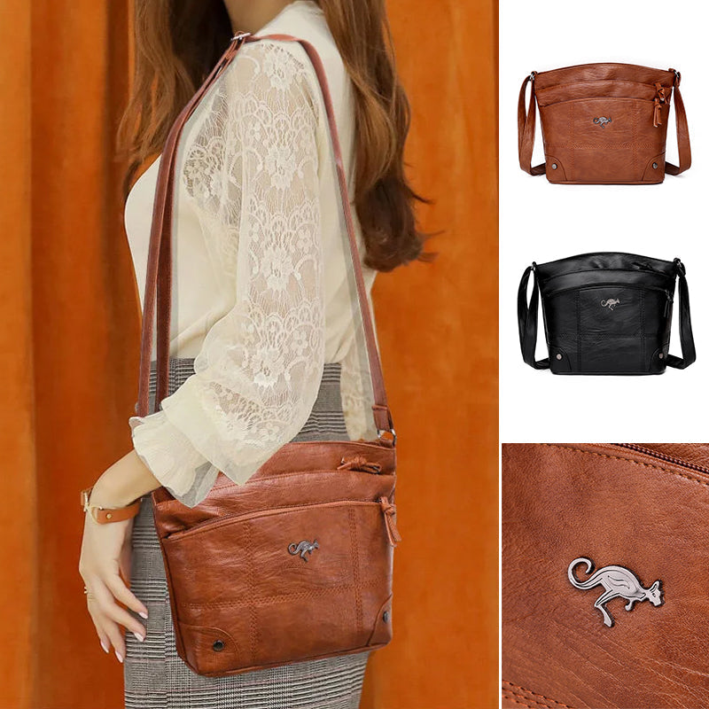 Weiche Damen-Messenger-Schultertasche mit mehreren Fächern