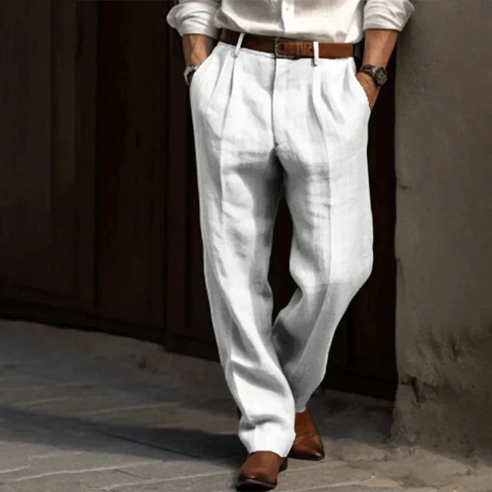 Faltenhose mit weitem Bein für Herren - Hohe Taille, bequeme Passform