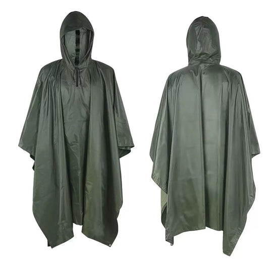 Regenponcho im Militärstil mit Kapuze