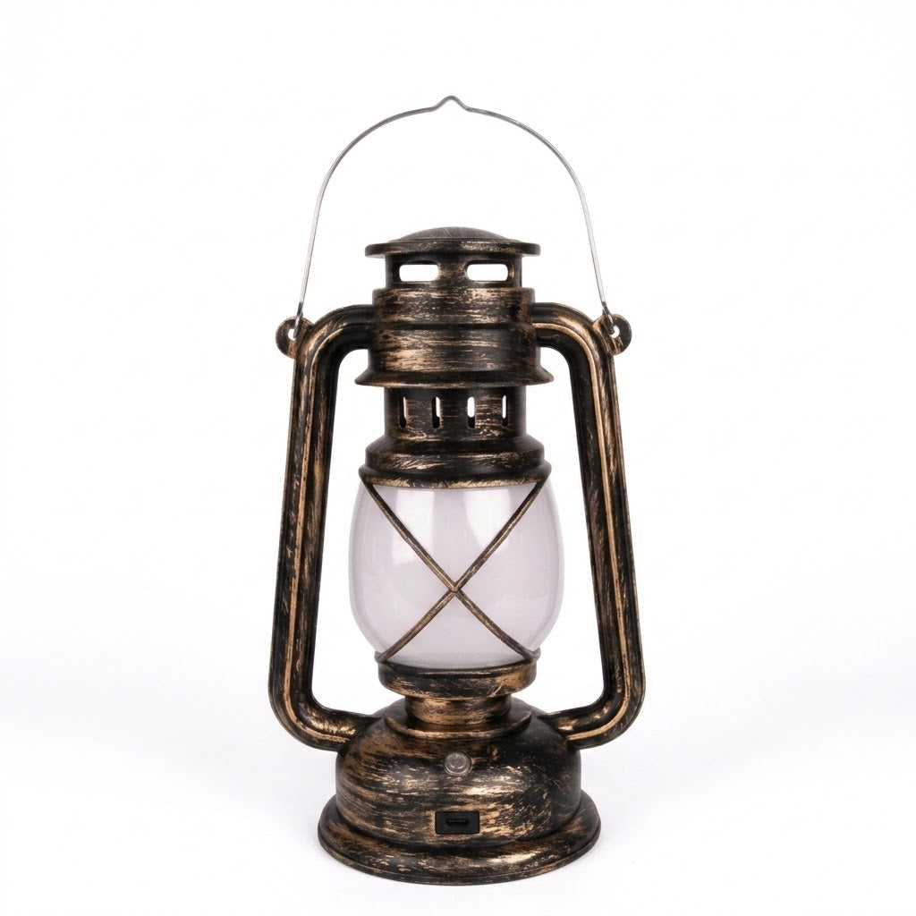 Retro Campinglaterne – Wiederaufladbare Vintage LED-Zeltlampe mit Flammeneffekt