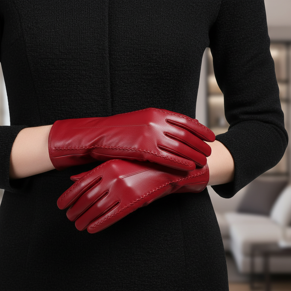 Kurze Kunstlederhandschuhe