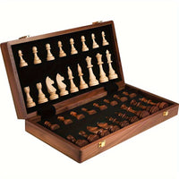 Schachspiel aus Holz | Handgefertigtes Nussbaum-Schachbrett mit hochwertigen Spielfiguren
