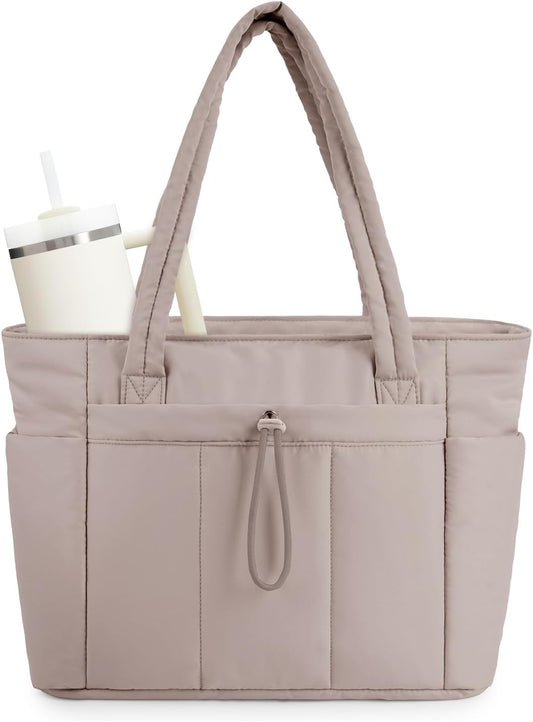Gesteppte Puffer-Schultertasche mit Laptopfach und Flaschenhalter