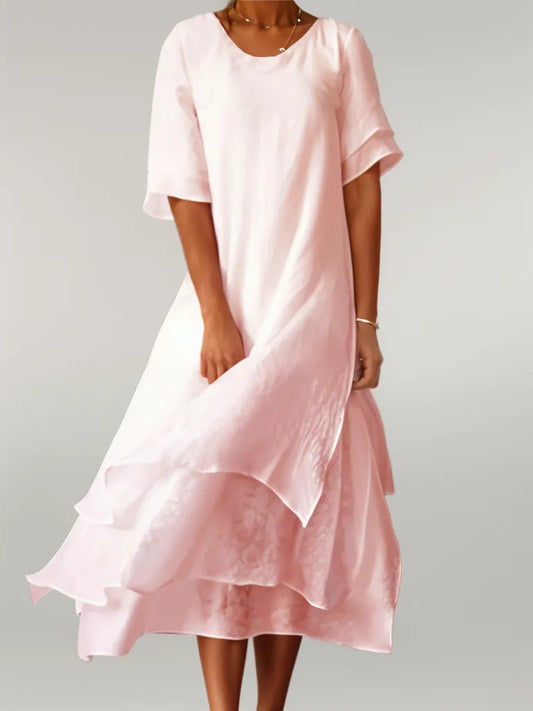 Stufenförmiges Damen-Midikleid in A-Linie
