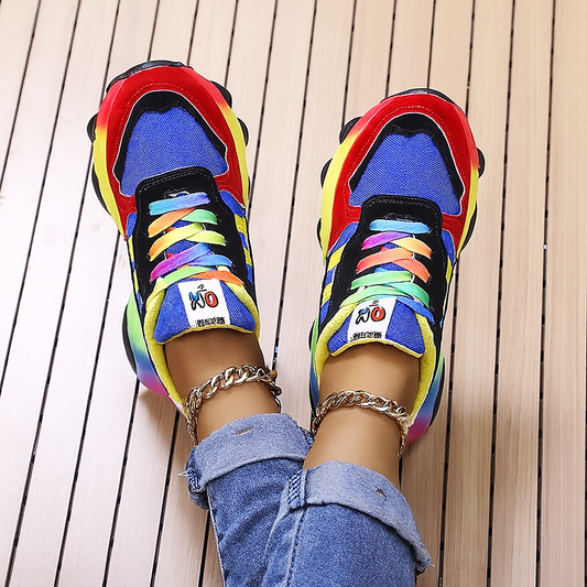 Bunte lässige Plateau-Sneaker