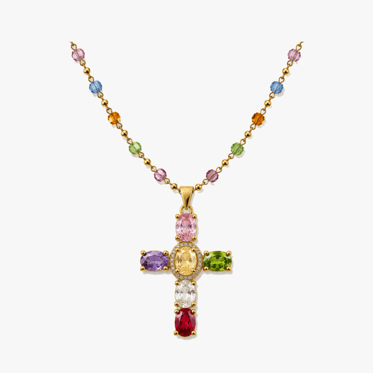 Halskette mit Regenbogen-Kreuzanhänger
