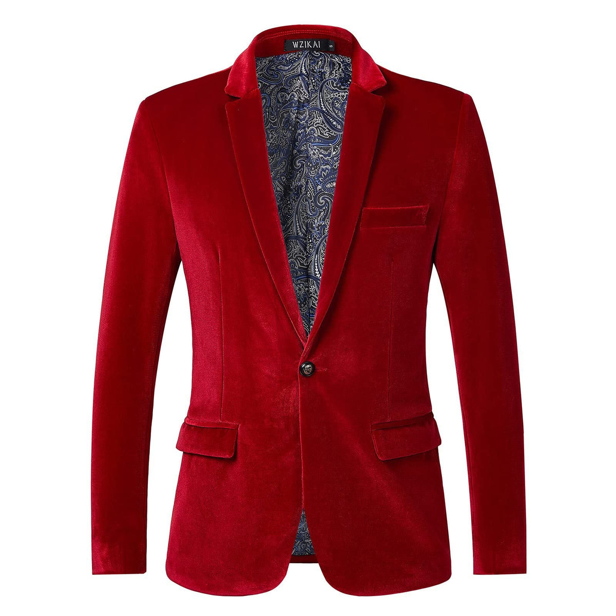 Taillierte Samt-Smokingjacke für Herren mit Satin-Revers und Einknopfverschluss