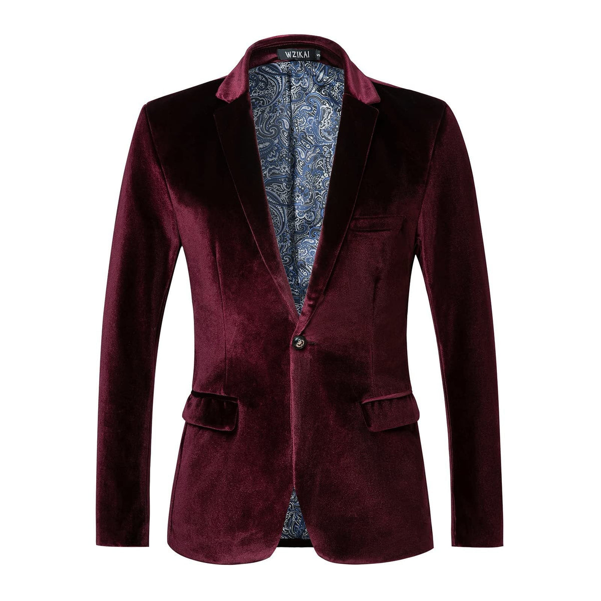Taillierte Samt-Smokingjacke für Herren mit Satin-Revers und Einknopfverschluss