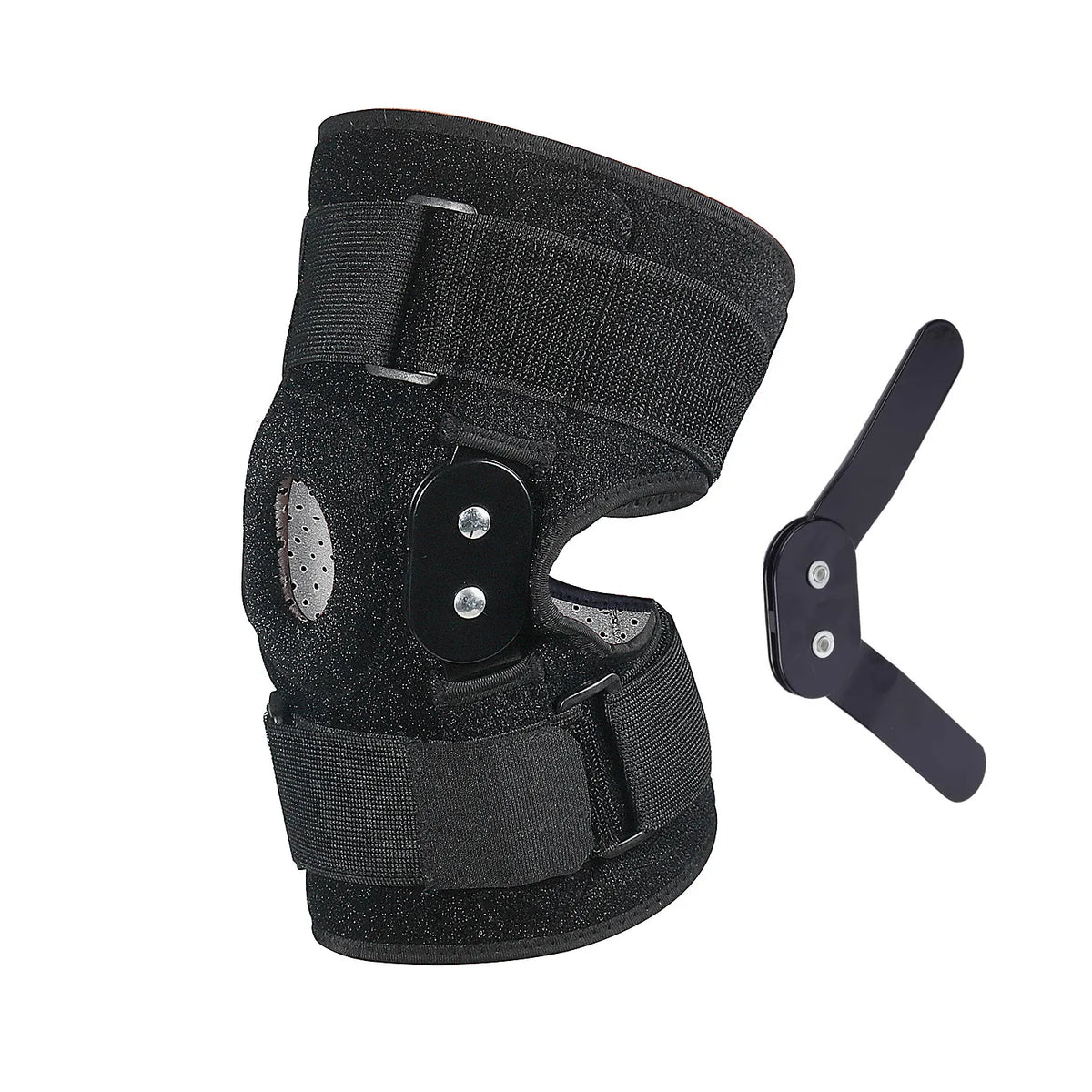 Knieorthese mit Gelenk und verstellbaren Gurten - stabilisierende Unterstützung