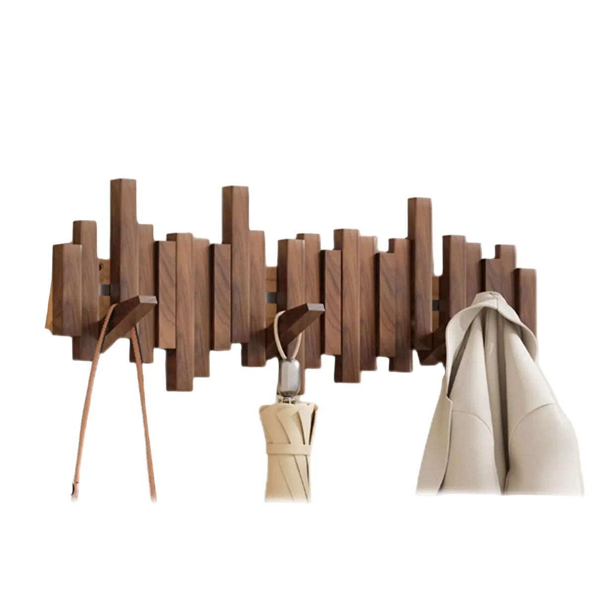 Wandgarderobe aus Massivholz mit magnetischen Haken