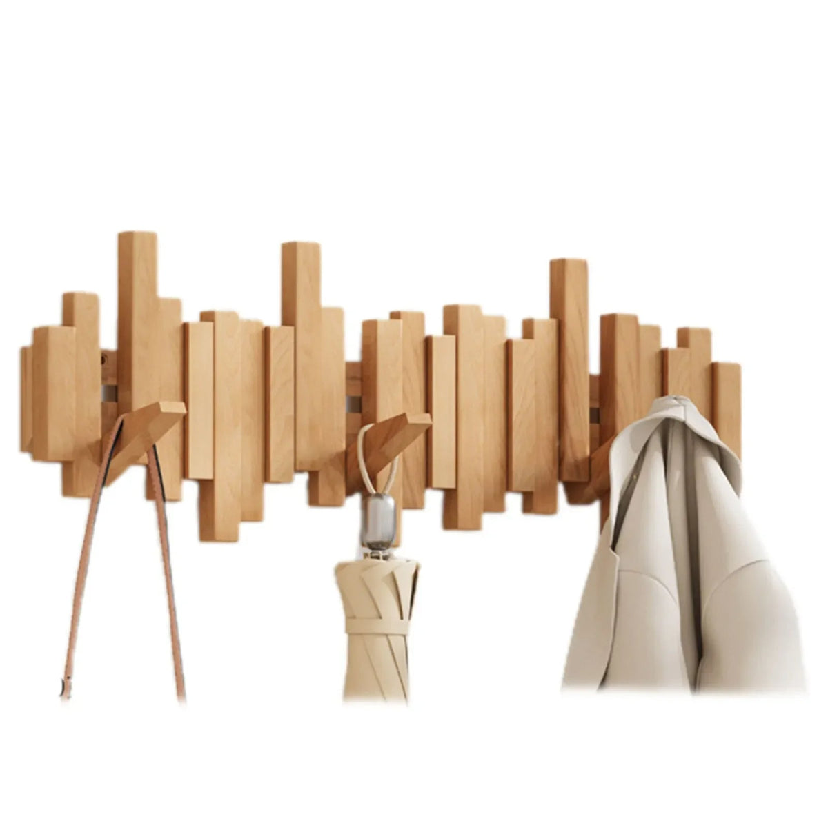 Wandgarderobe aus Massivholz mit magnetischen Haken