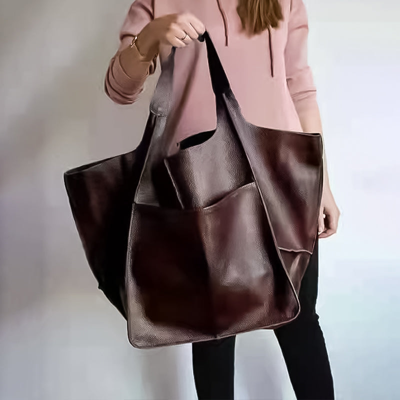 Oversized Leder-Weekender-Handtasche