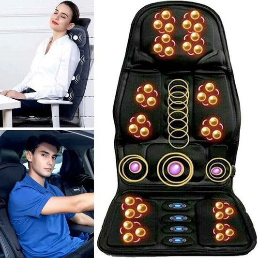 Sitzmassagekissen - 8 Modi - Wärmefunktion - 12V und 110–240V - Kabelgebundene Fernbedienung - Schwarz