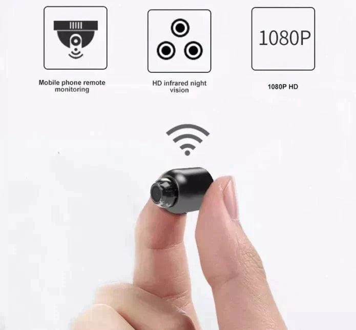 Ultrakompakte WLAN-IP-Kamera mit 1080p Full HD, 120°-Weitwinkelobjektiv, Infrarot-Nachtsicht, Bewegungsmelder, 2-Weg-Audio und globalem Fernzugriff