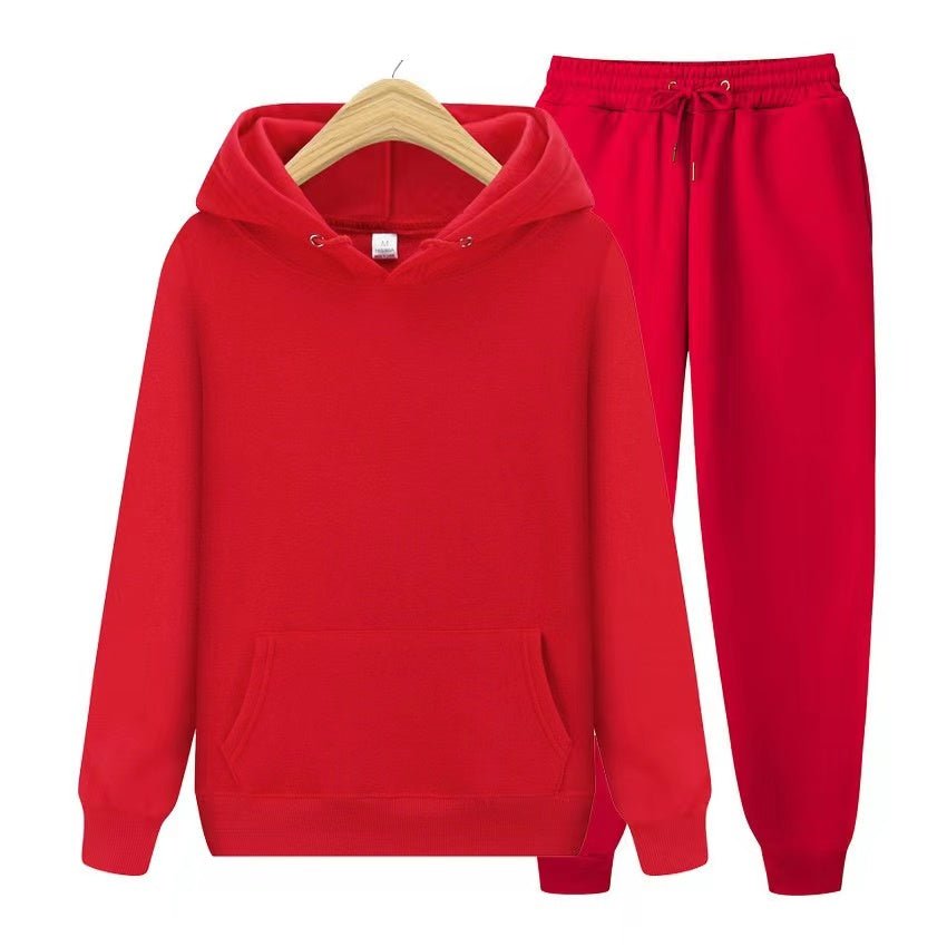 Unisex zweiteiliges Trainingsset mit Kapuzenpullover und Trainerhose aus weichem Material im lockeren Schnitt