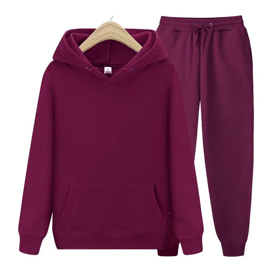 Unisex zweiteiliges Trainingsset mit Kapuzenpullover und Trainerhose aus weichem Material im lockeren Schnitt