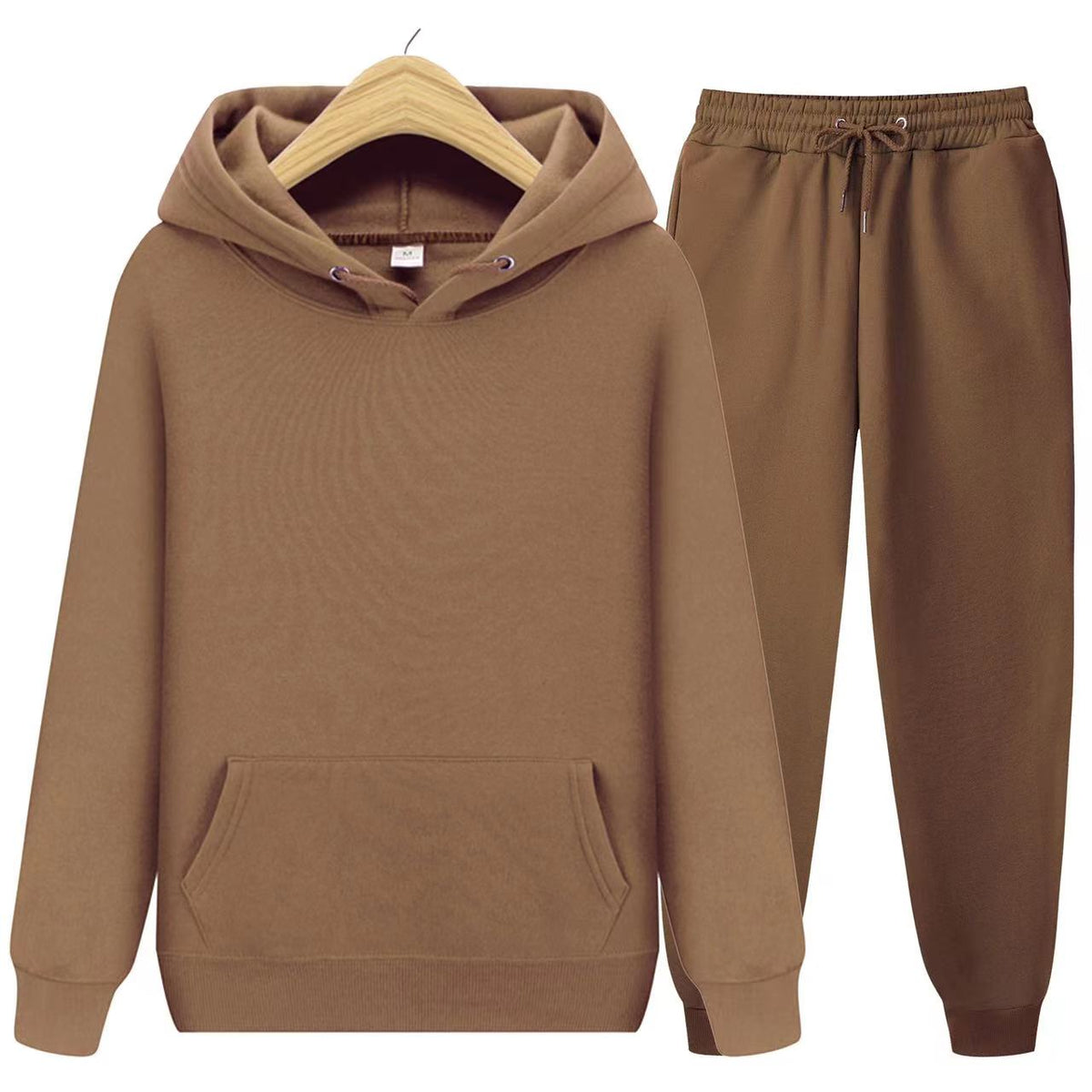 Unisex zweiteiliges Trainingsset mit Kapuzenpullover und Trainerhose aus weichem Material im lockeren Schnitt