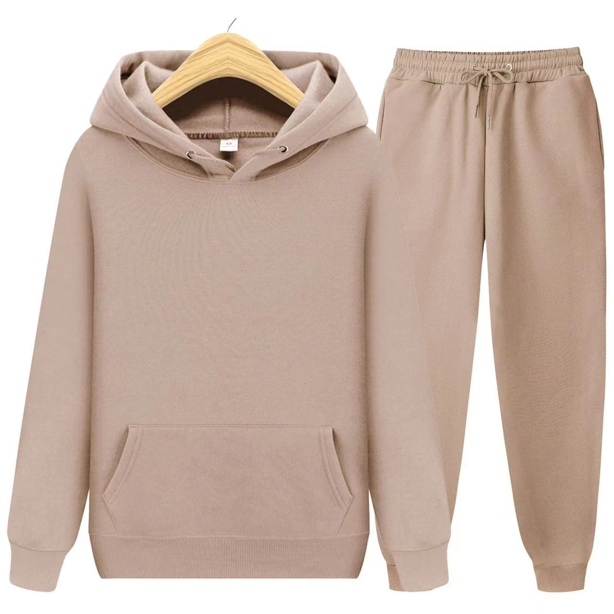 Unisex zweiteiliges Trainingsset mit Kapuzenpullover und Trainerhose aus weichem Material im lockeren Schnitt