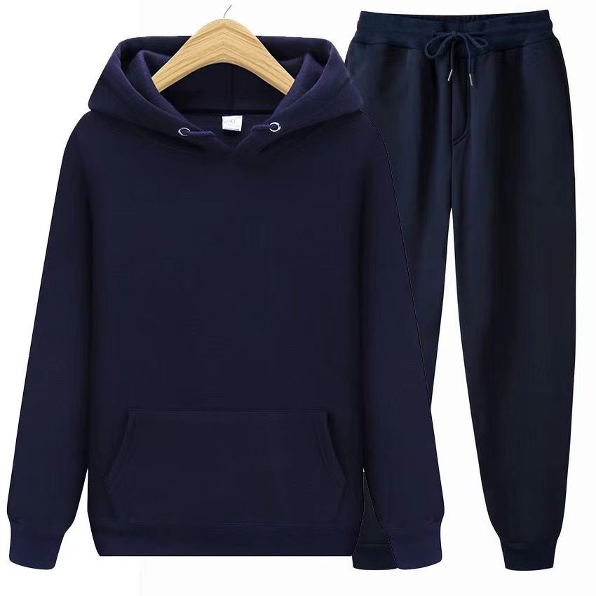 Unisex zweiteiliges Trainingsset mit Kapuzenpullover und Trainerhose aus weichem Material im lockeren Schnitt