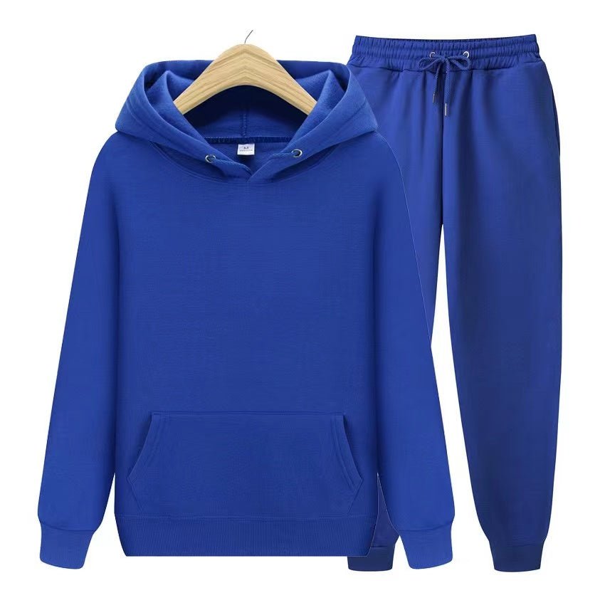 Unisex zweiteiliges Trainingsset mit Kapuzenpullover und Trainerhose aus weichem Material im lockeren Schnitt