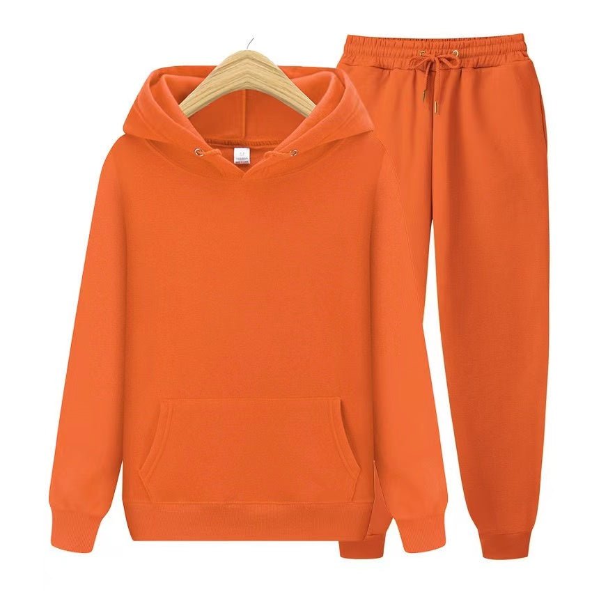 Unisex zweiteiliges Trainingsset mit Kapuzenpullover und Trainerhose aus weichem Material im lockeren Schnitt