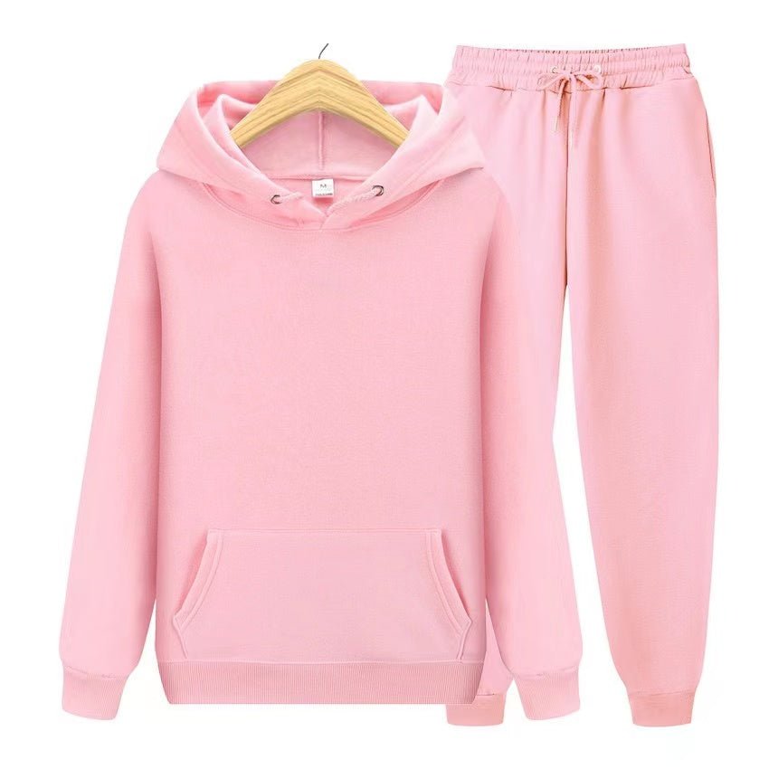 Unisex zweiteiliges Trainingsset mit Kapuzenpullover und Trainerhose aus weichem Material im lockeren Schnitt