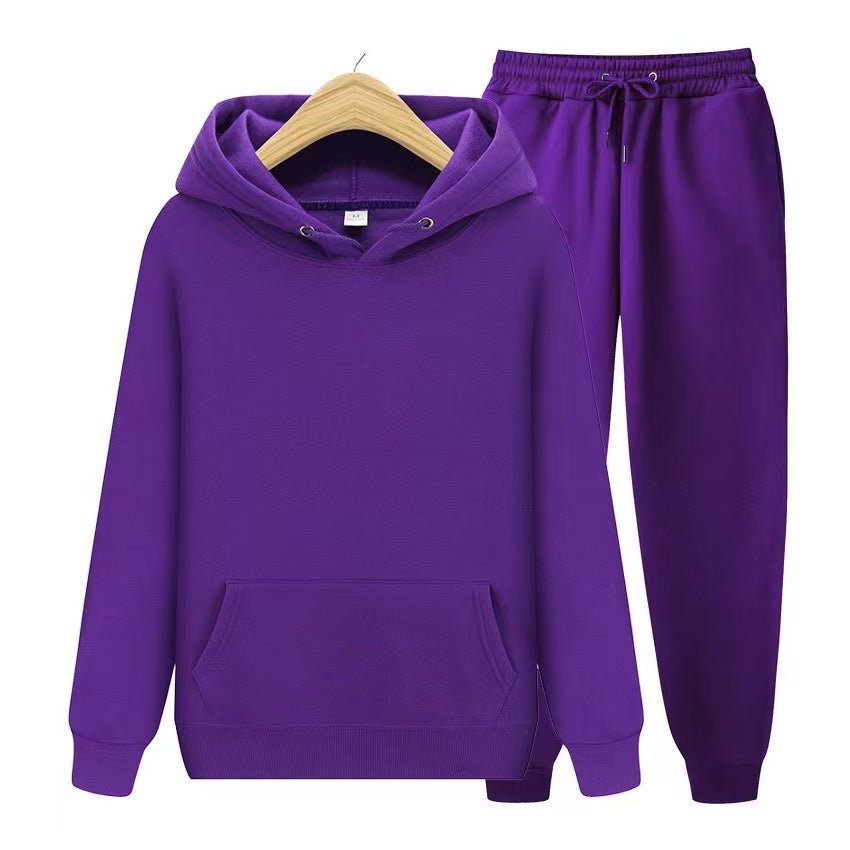 Unisex zweiteiliges Trainingsset mit Kapuzenpullover und Trainerhose aus weichem Material im lockeren Schnitt