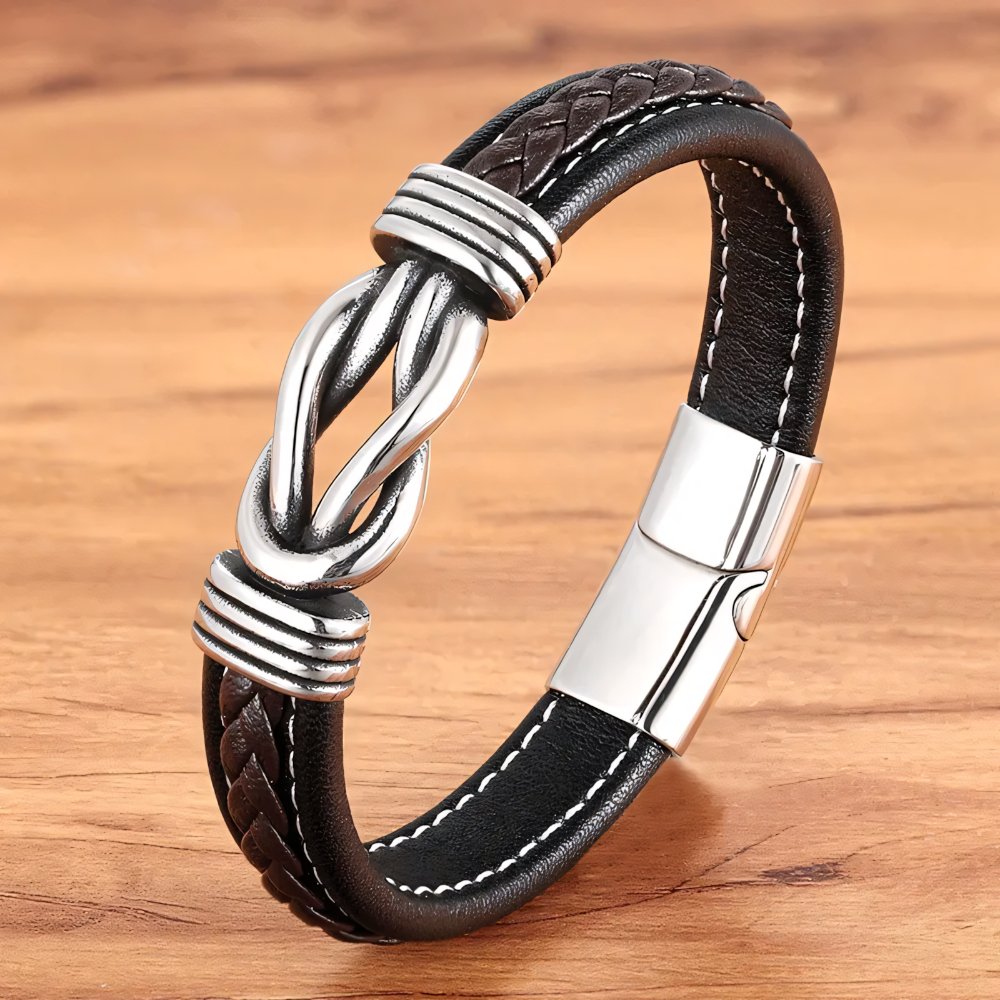 Unisex Lederarmband mit ewigem Liebesknoten
