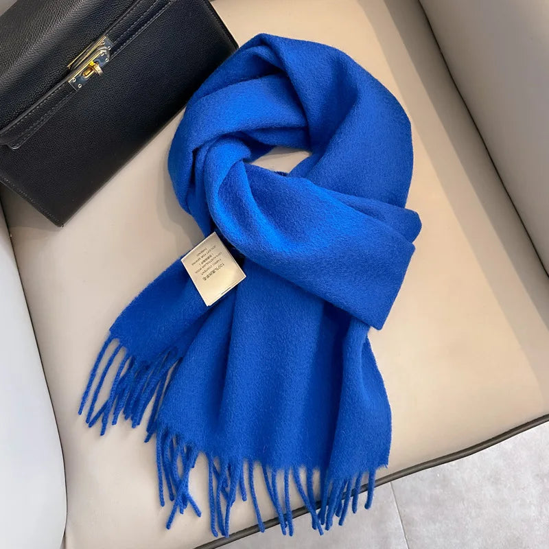 Unisex schmaler Wollschal - einfarbig, warm und weich