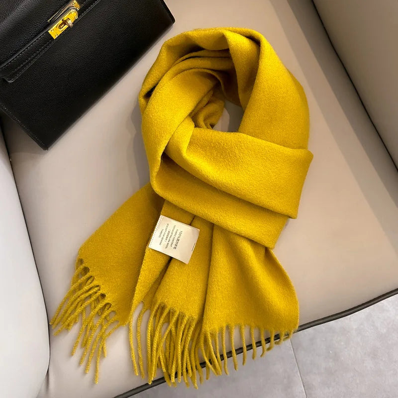 Unisex schmaler Wollschal - einfarbig, warm und weich