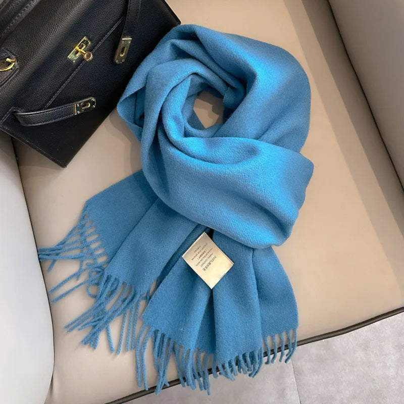 Unisex schmaler Wollschal - einfarbig, warm und weich