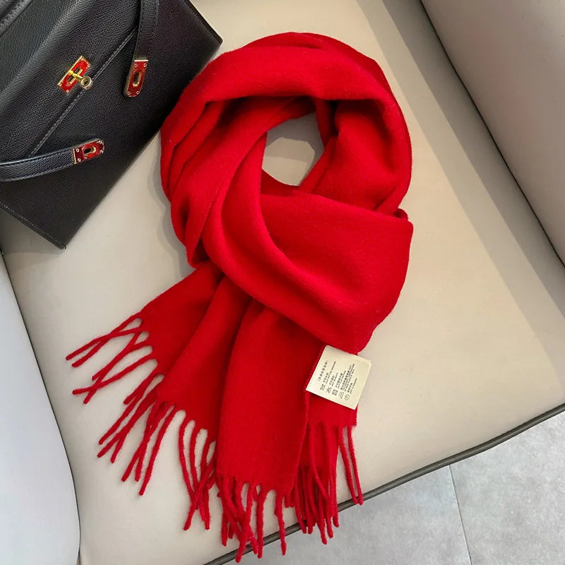 Unisex schmaler Wollschal - einfarbig, warm und weich