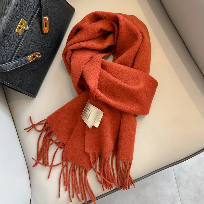 Unisex schmaler Wollschal - einfarbig, warm und weich