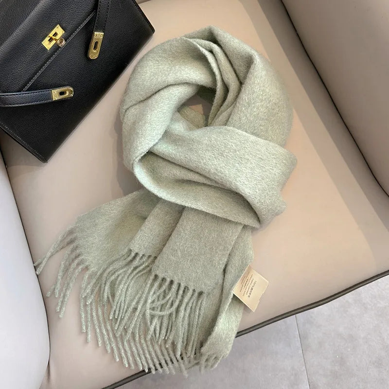 Unisex schmaler Wollschal - einfarbig, warm und weich
