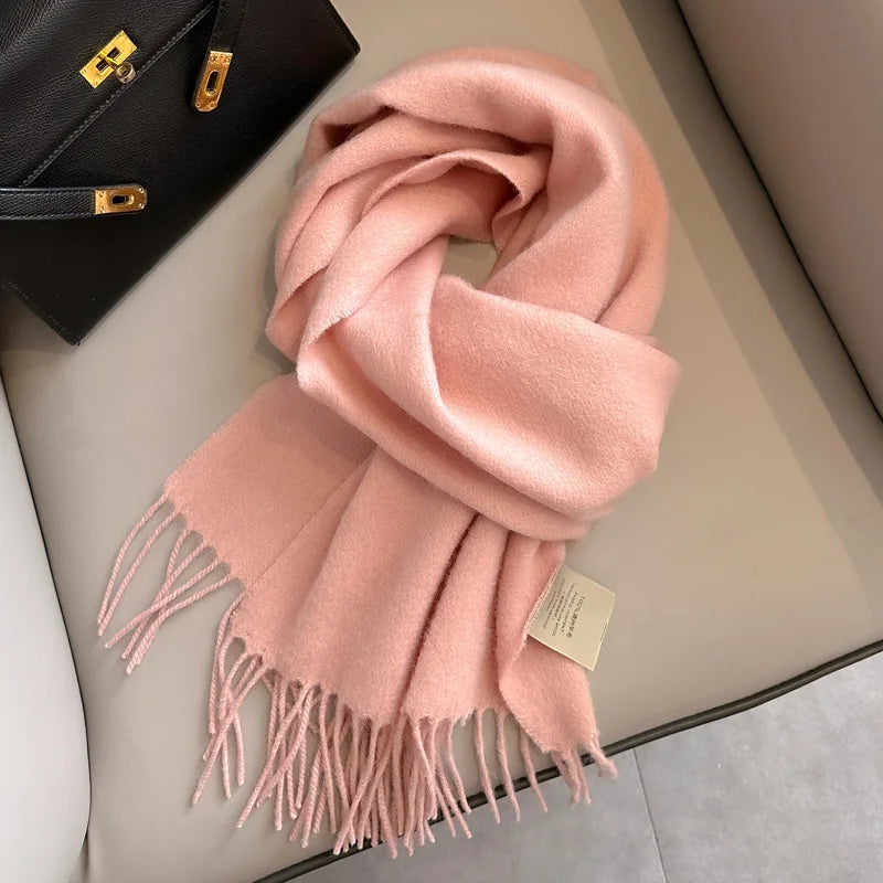 Unisex schmaler Wollschal - einfarbig, warm und weich