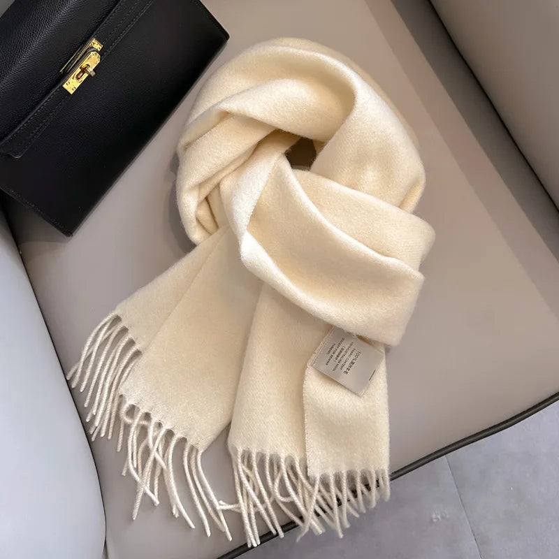 Unisex schmaler Wollschal - einfarbig, warm und weich