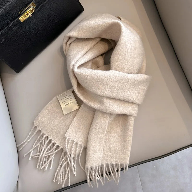 Unisex schmaler Wollschal - einfarbig, warm und weich