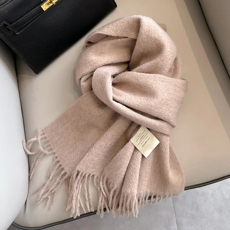Unisex schmaler Wollschal - einfarbig, warm und weich
