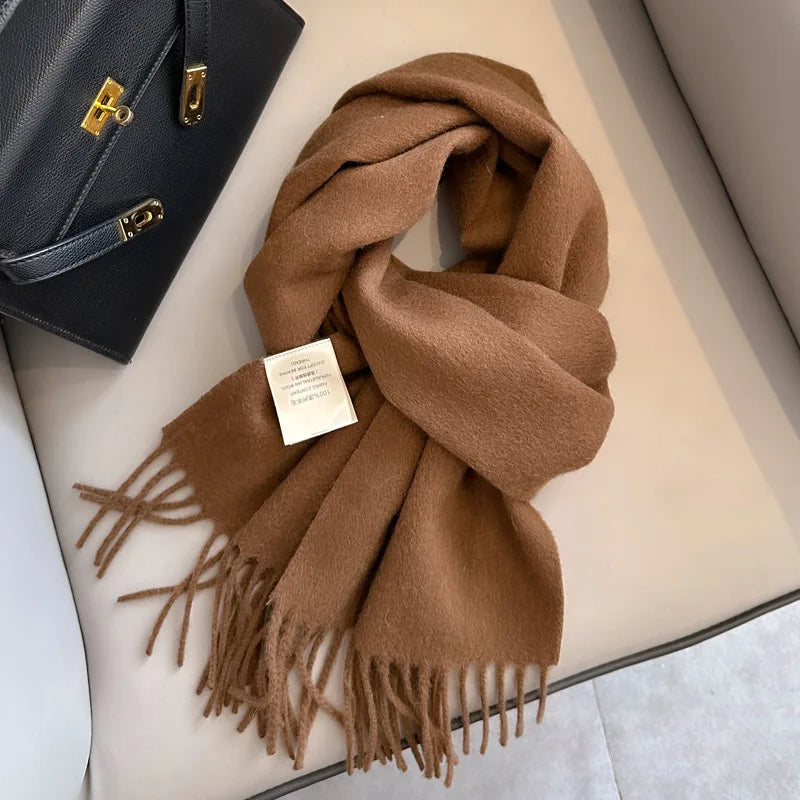 Unisex schmaler Wollschal - einfarbig, warm und weich