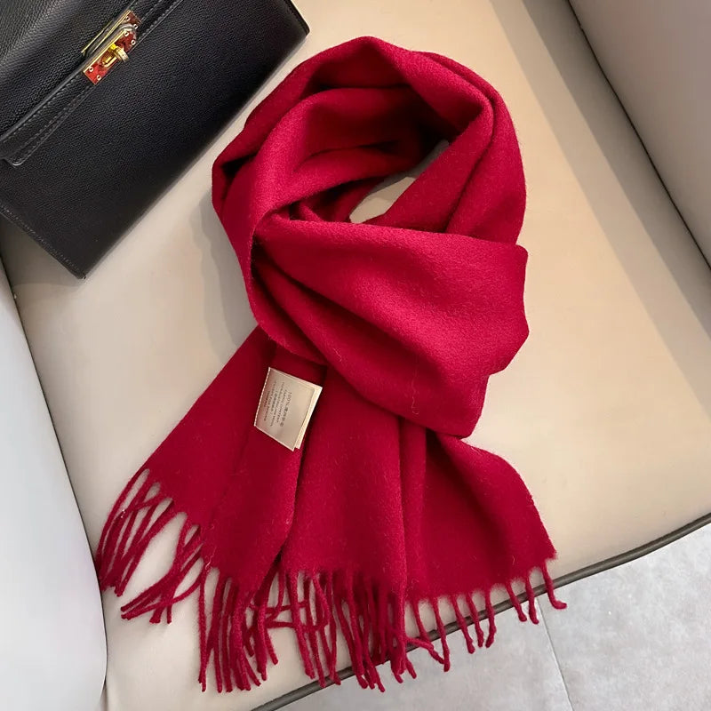 Unisex schmaler Wollschal - einfarbig, warm und weich