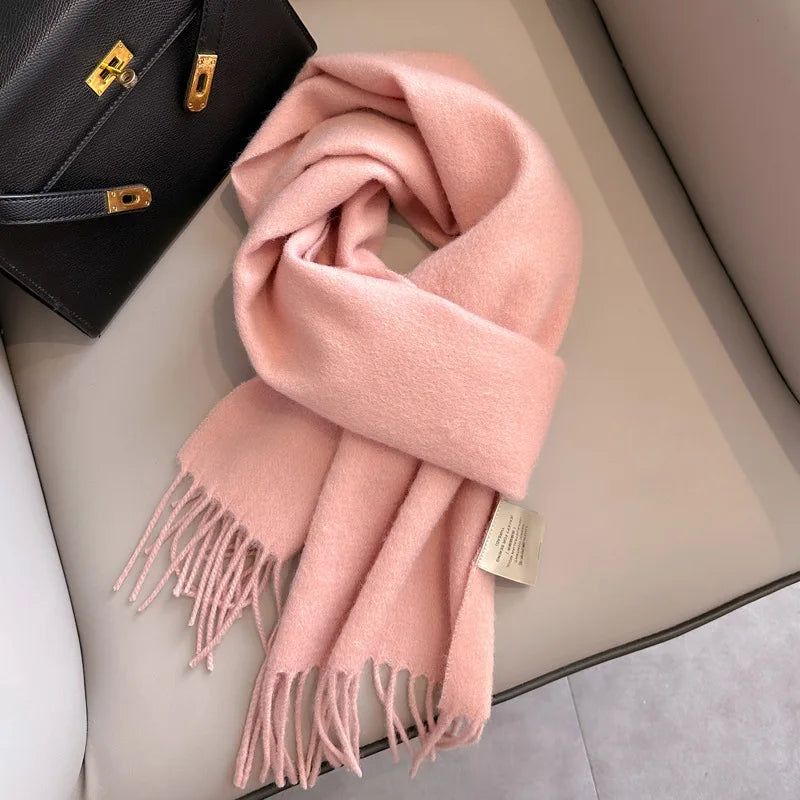 Unisex schmaler Wollschal - einfarbig, warm und weich