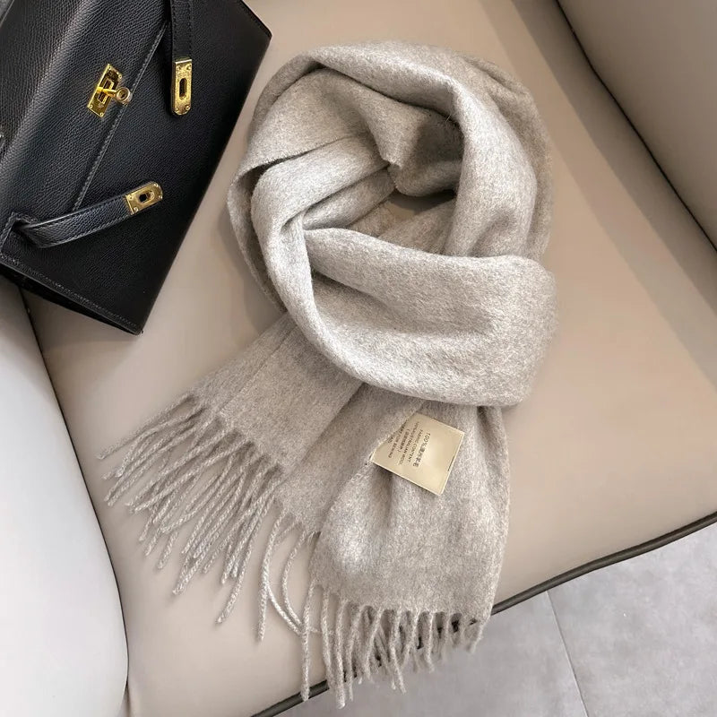 Unisex schmaler Wollschal - einfarbig, warm und weich