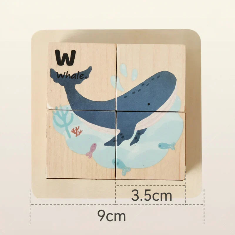 Unisex Montessori 6-in-1 Holz-Tierpuzzle