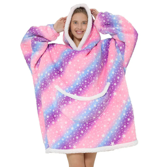 Unisex Oversized Kuscheldecke mit Kapuze und Taschen