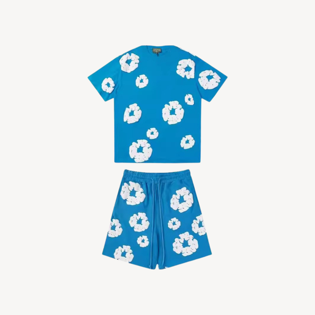Unisex T-Shirt und Shorts Set mit Blumenmuster - Freizeitkleidung