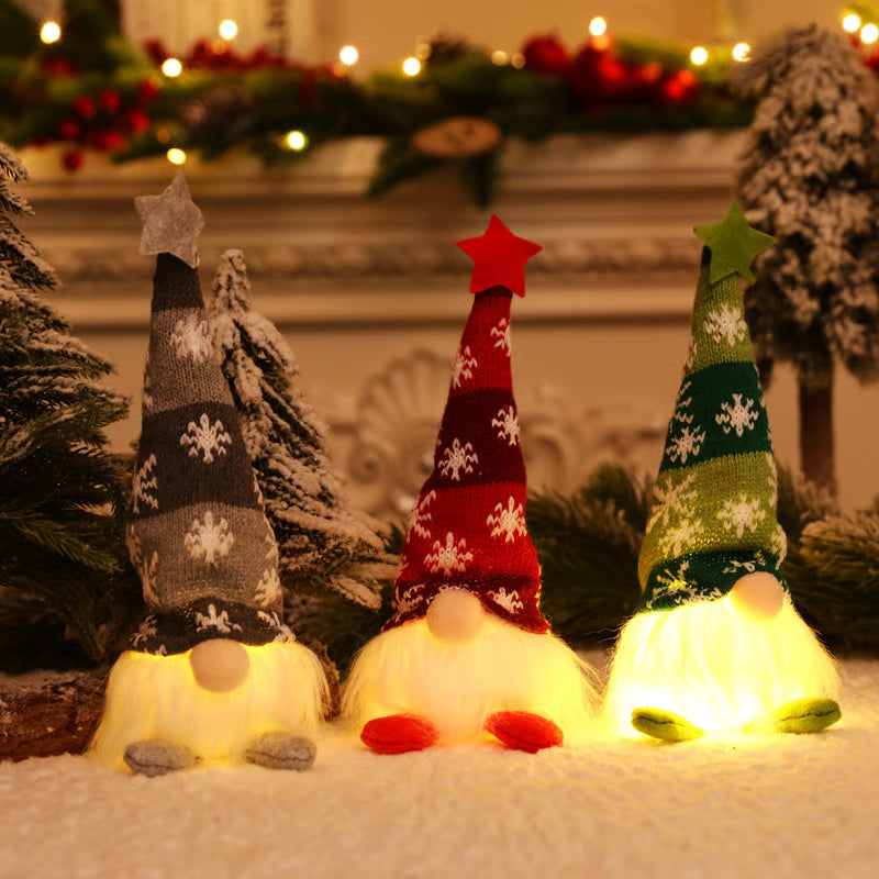Leuchtendes Weihnachts-Plüschwichtel-Set – Nordische Tomte Weihnachtsdekoration mit langen Beinen