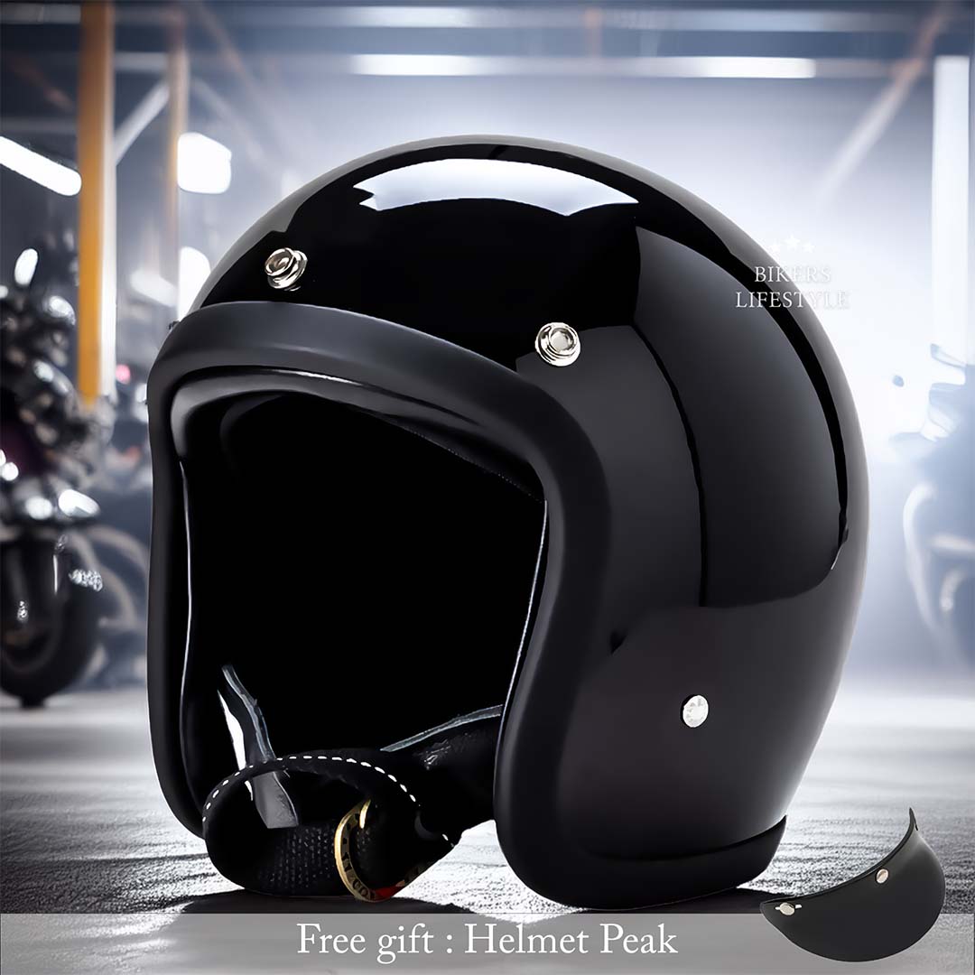 Vintage-Motorradhelm mit flachem Profil, DOT- und ECE-zertifiziert