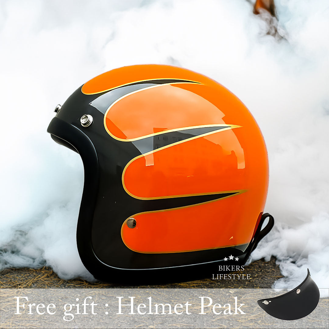 Vintage-Motorradhelm mit flachem Profil, DOT- und ECE-zertifiziert