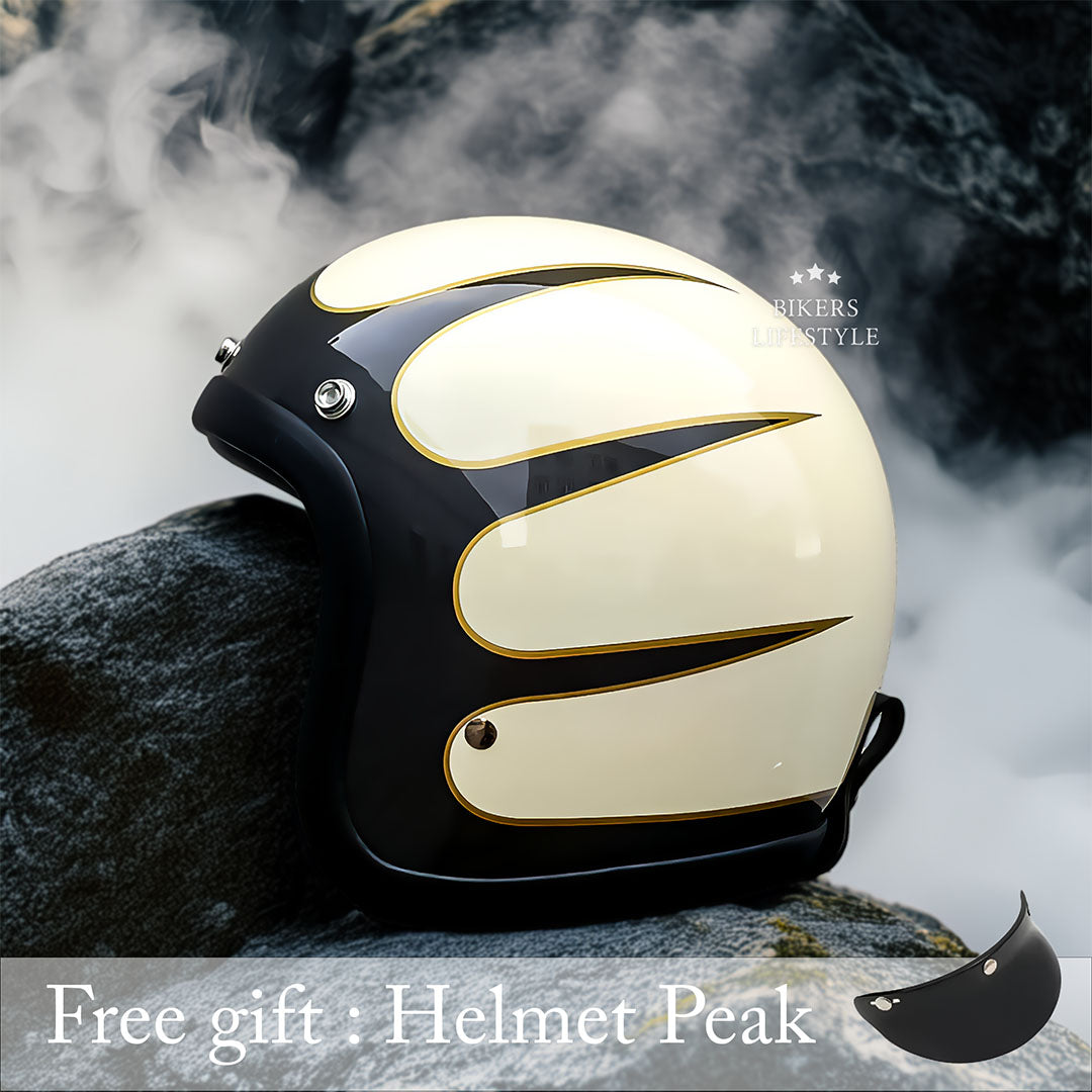 Vintage-Motorradhelm mit flachem Profil, DOT- und ECE-zertifiziert
