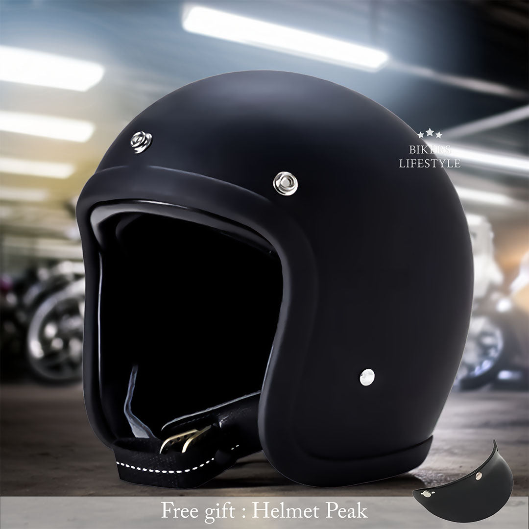 Vintage-Motorradhelm mit flachem Profil, DOT- und ECE-zertifiziert